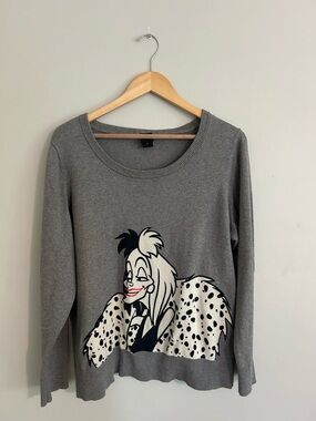 Disney Grey Cotton Sweater with Cartoon Accent